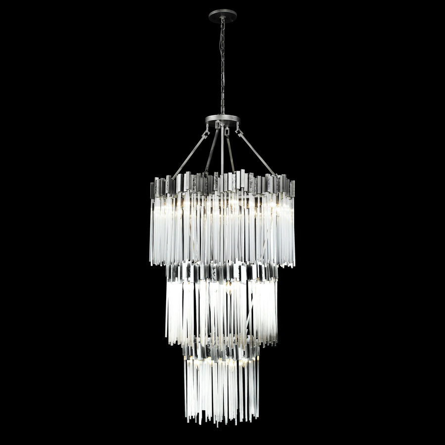 Matrix 309C19RN 19-Lt 3 Tier Chandelier - Rainy Night on Black Background