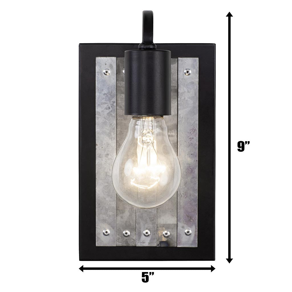 Abbey Rose 336W01BL 1-Light Wall Sconce - Black/Galvanized