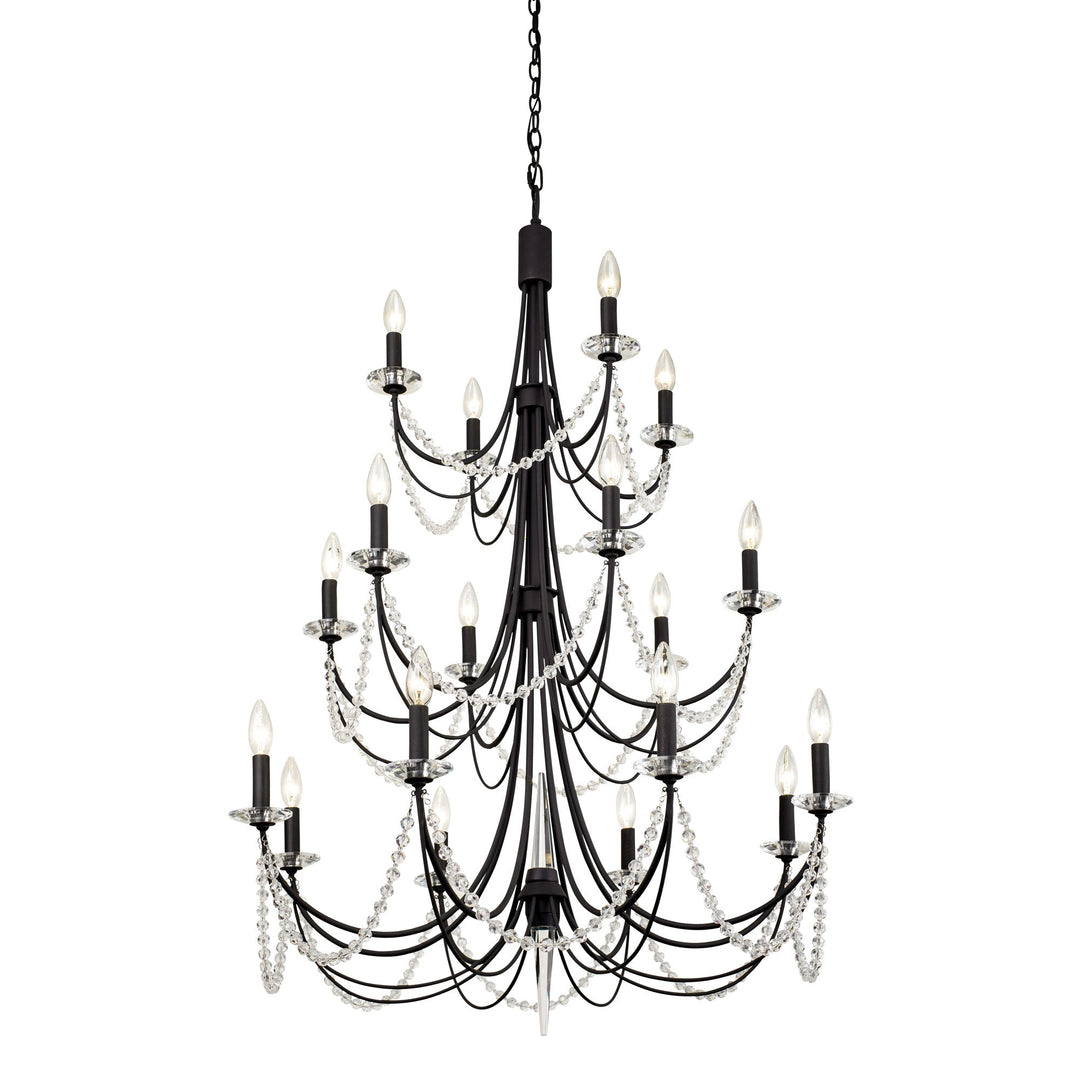 Brentwood 350C18CB 18-Lt 3-Tier Chandelier - Carbon Black