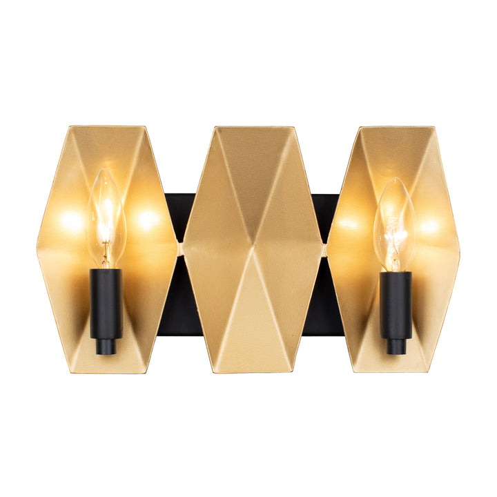 Malone 361B02MBFG 2-Light Vanity Light - Matte Black/French Gold