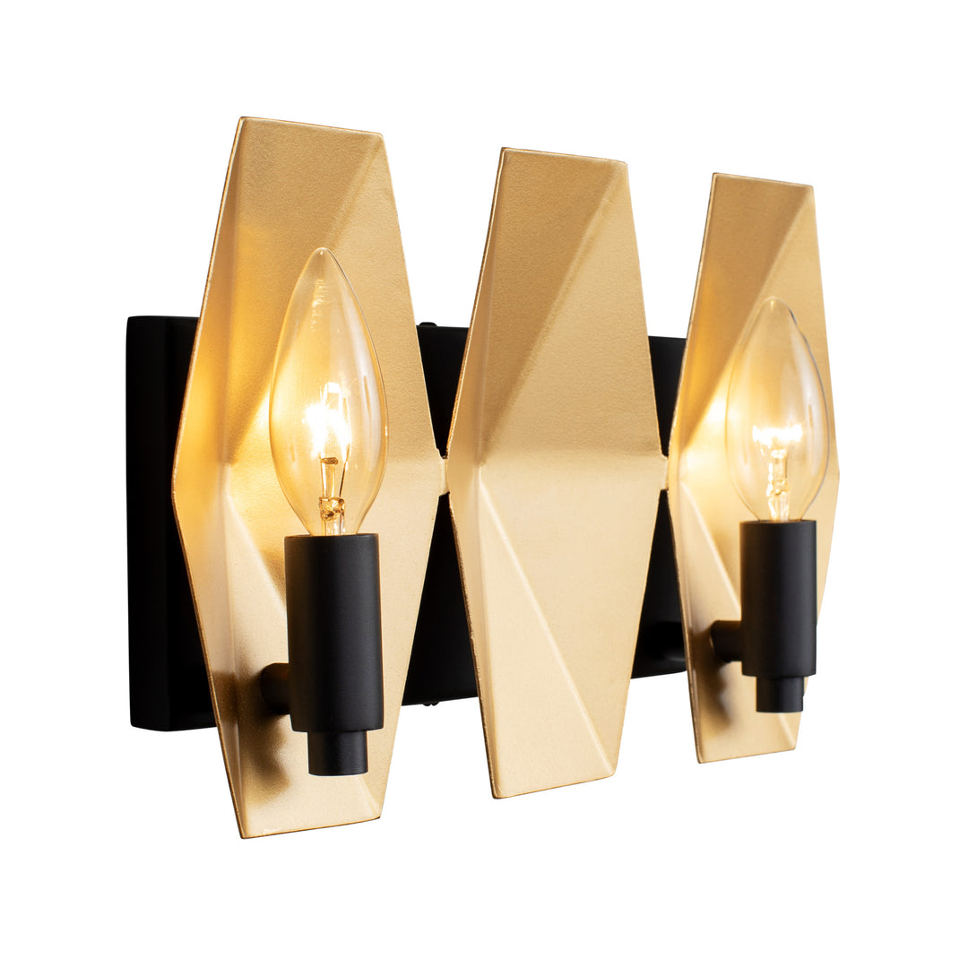 Malone 361B02MBFG 2-Light Vanity Light - Matte Black/French Gold