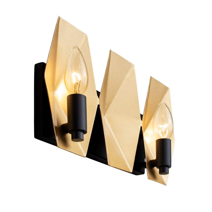 Malone 361B02MBFG 2-Light Vanity Light - Matte Black/French Gold