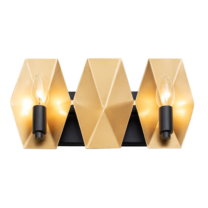 Malone 361B02MBFG 2-Light Vanity Light - Matte Black/French Gold
