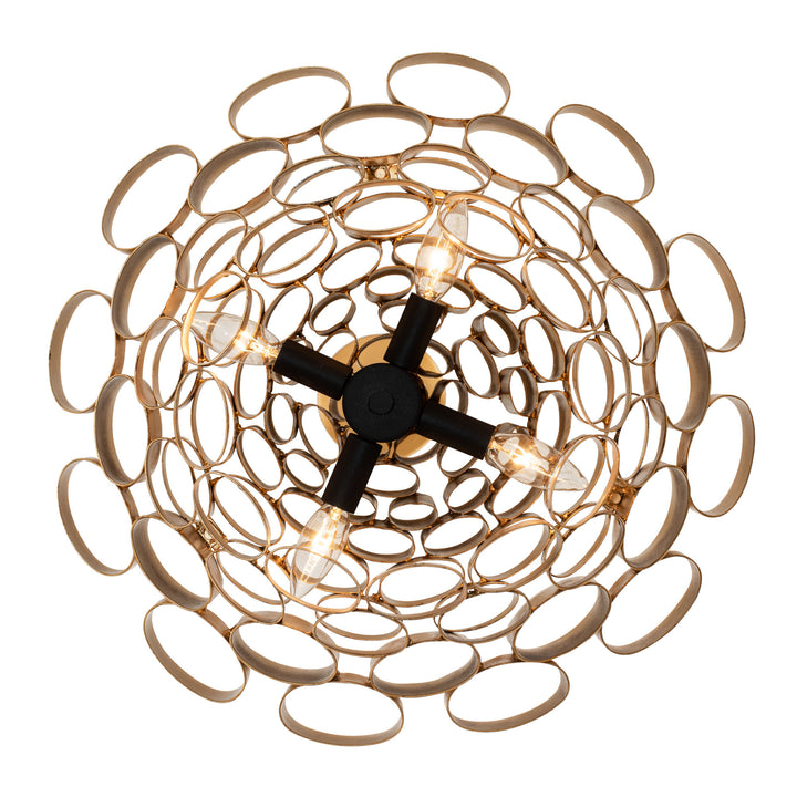 Totally Tubular 369P04AGCB 4-Light Pendant Light - Antique Gold/Carbon Black