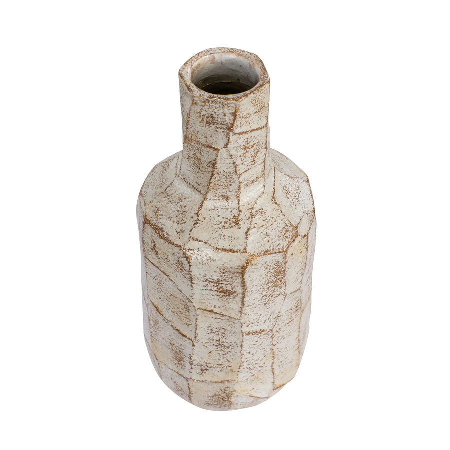 Takko 445VA07B Ceramic Vase - Slate Brown W/White