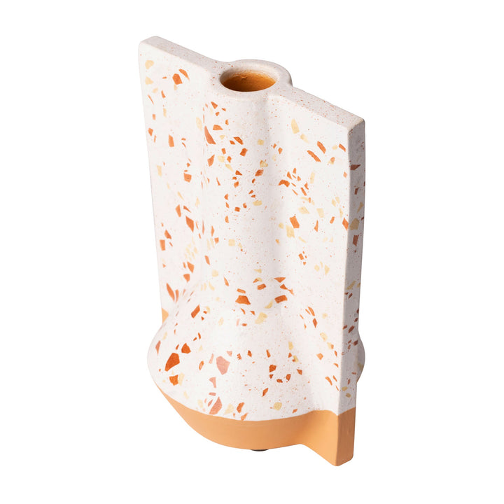 Urbino 445VA09C Ceramic Vase - White Terrazzo/Terracotta