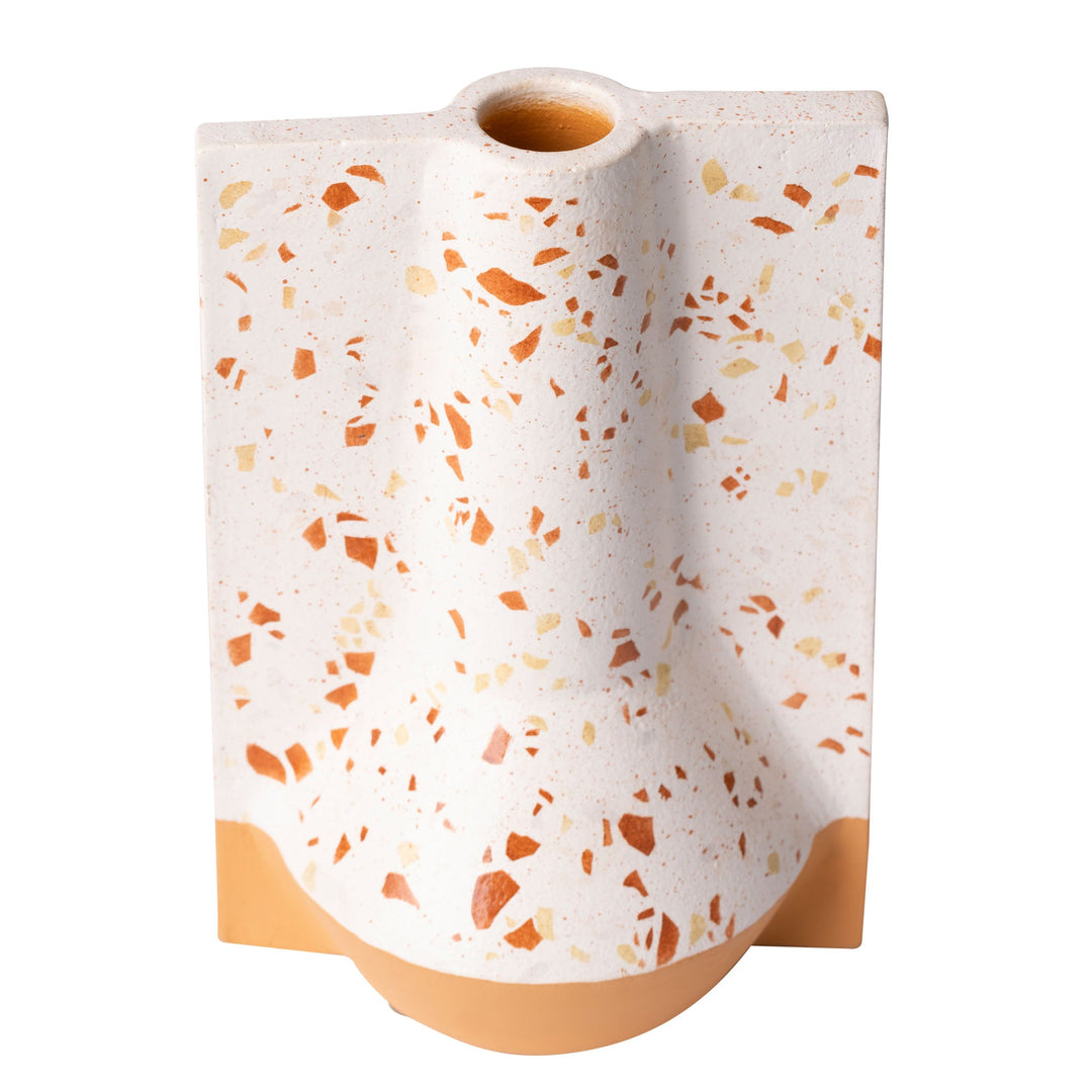 Urbino 445VA09C Ceramic Vase - White Terrazzo/Terracotta