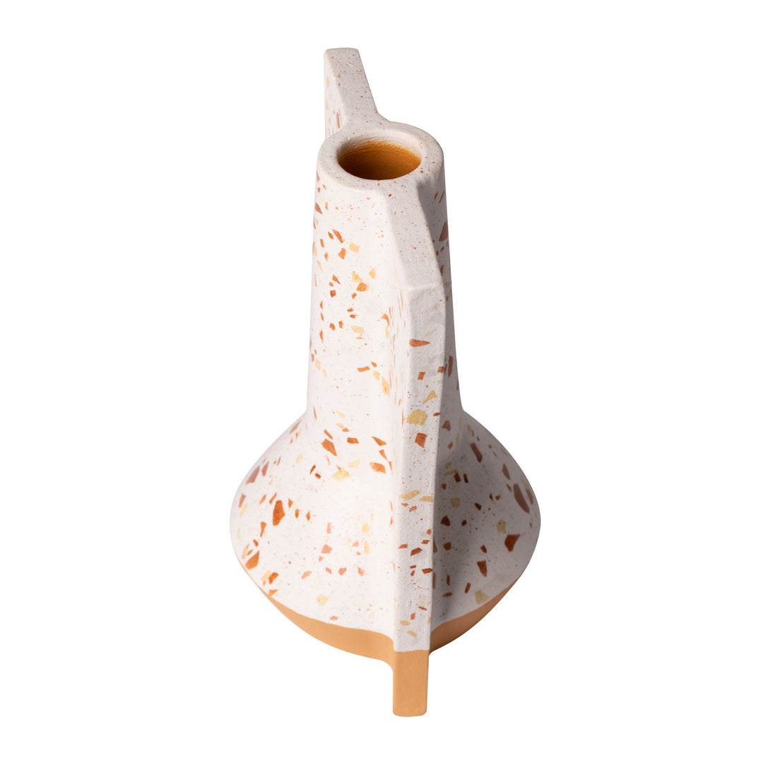 Urbino 445VA09C Ceramic Vase - White Terrazzo/Terracotta