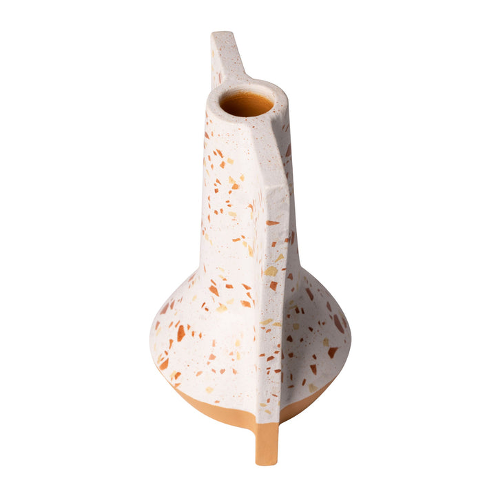 Urbino 445VA09C Ceramic Vase - White Terrazzo/Terracotta