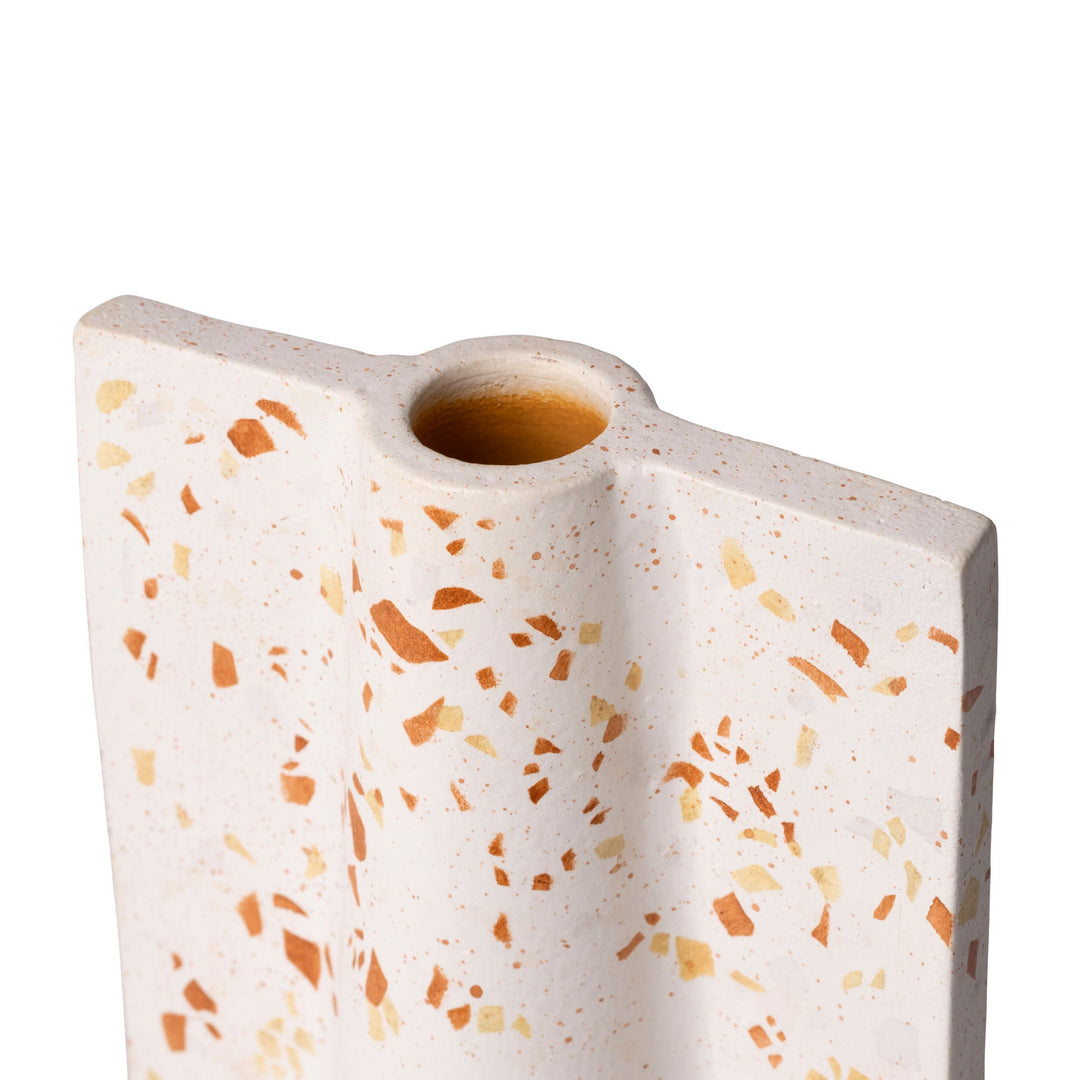 Urbino 445VA09C Ceramic Vase - White Terrazzo/Terracotta