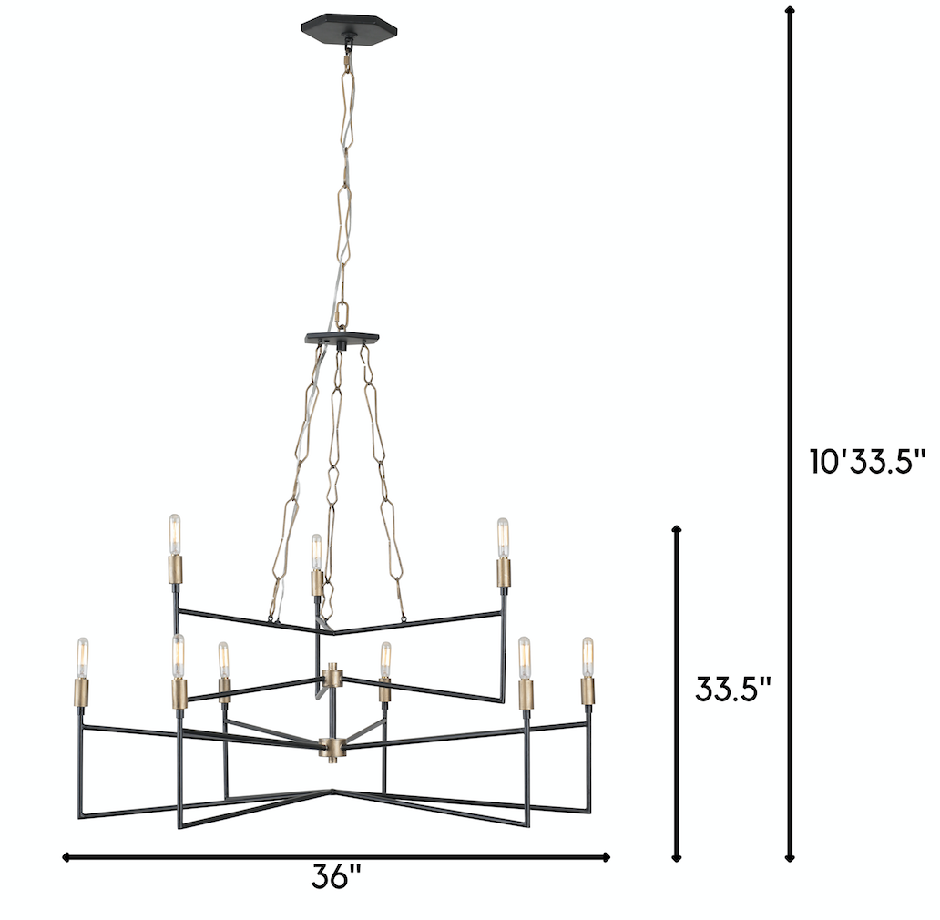 Bodie 314C09HGCB 9-Light Chandelier - Havana Gold/Carbon