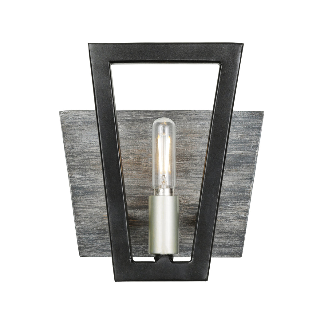 Zag 1-Lt Vanity Light - Black/Grey Wood - 260B01BLG