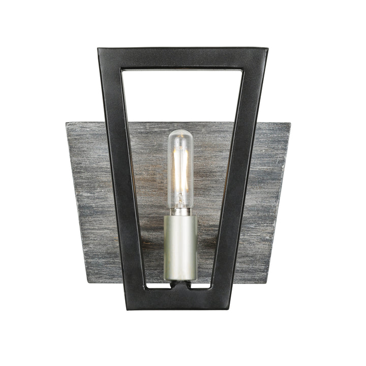 Zag 1-Lt Vanity Light - Black/Grey Wood - 260B01BLG