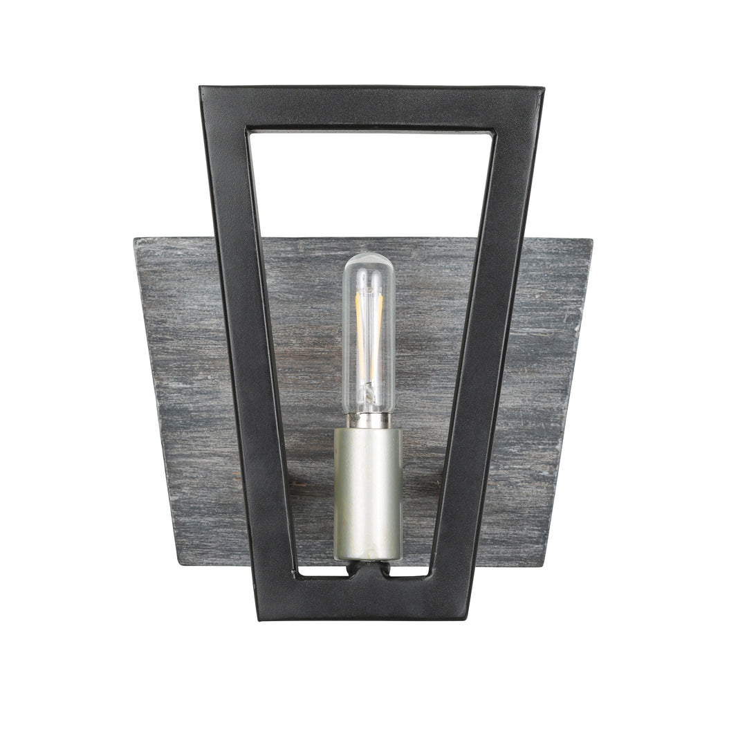 Zag 1-Lt Vanity Light - Black/Grey Wood - 260B01BLG