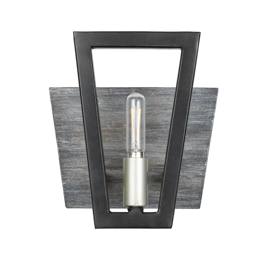 Zag 1-Lt Vanity Light - Black/Grey Wood - 260B01BLG
