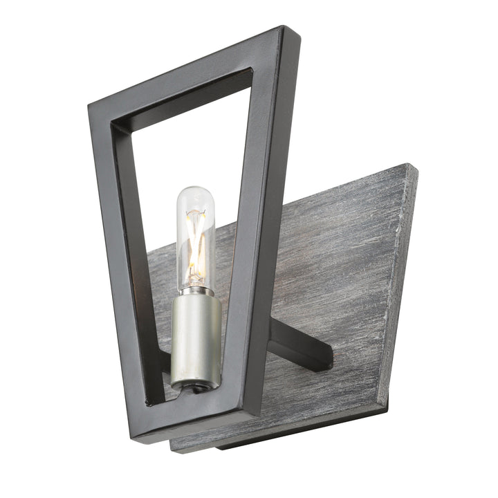 Zag 1-Lt Vanity Light - Black/Grey Wood - 260B01BLG