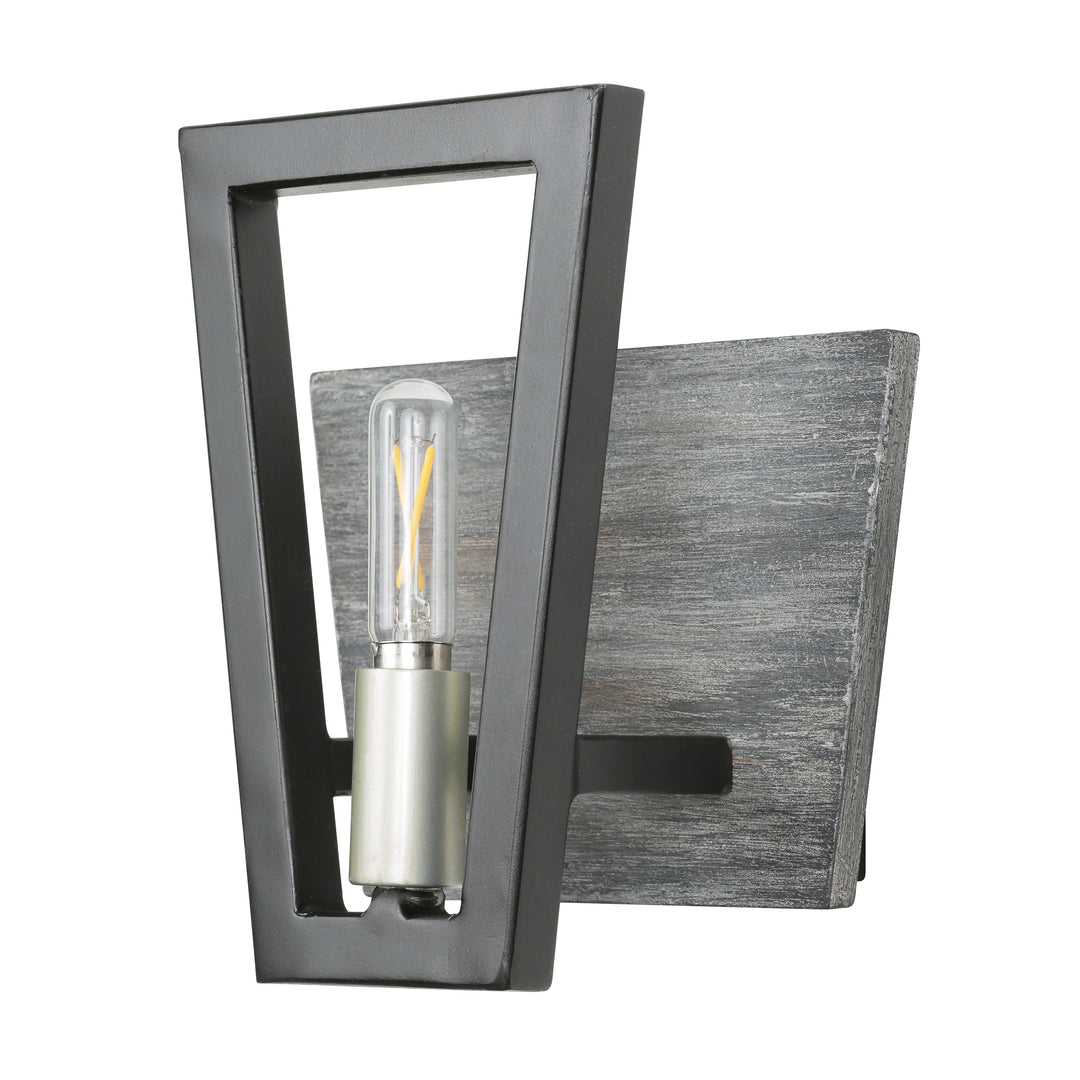 Zag 1-Lt Vanity Light - Black/Grey Wood - 260B01BLG