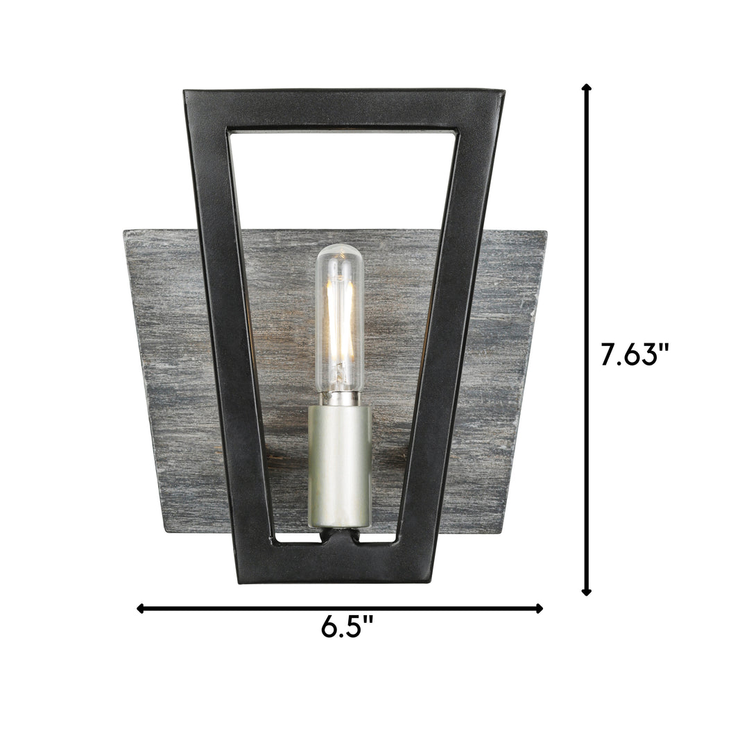 Zag 1-Lt Vanity Light - Black/Grey Wood - 260B01BLG