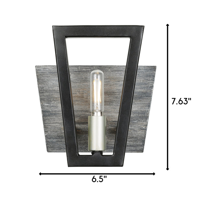 Zag 1-Lt Vanity Light - Black/Grey Wood - 260B01BLG