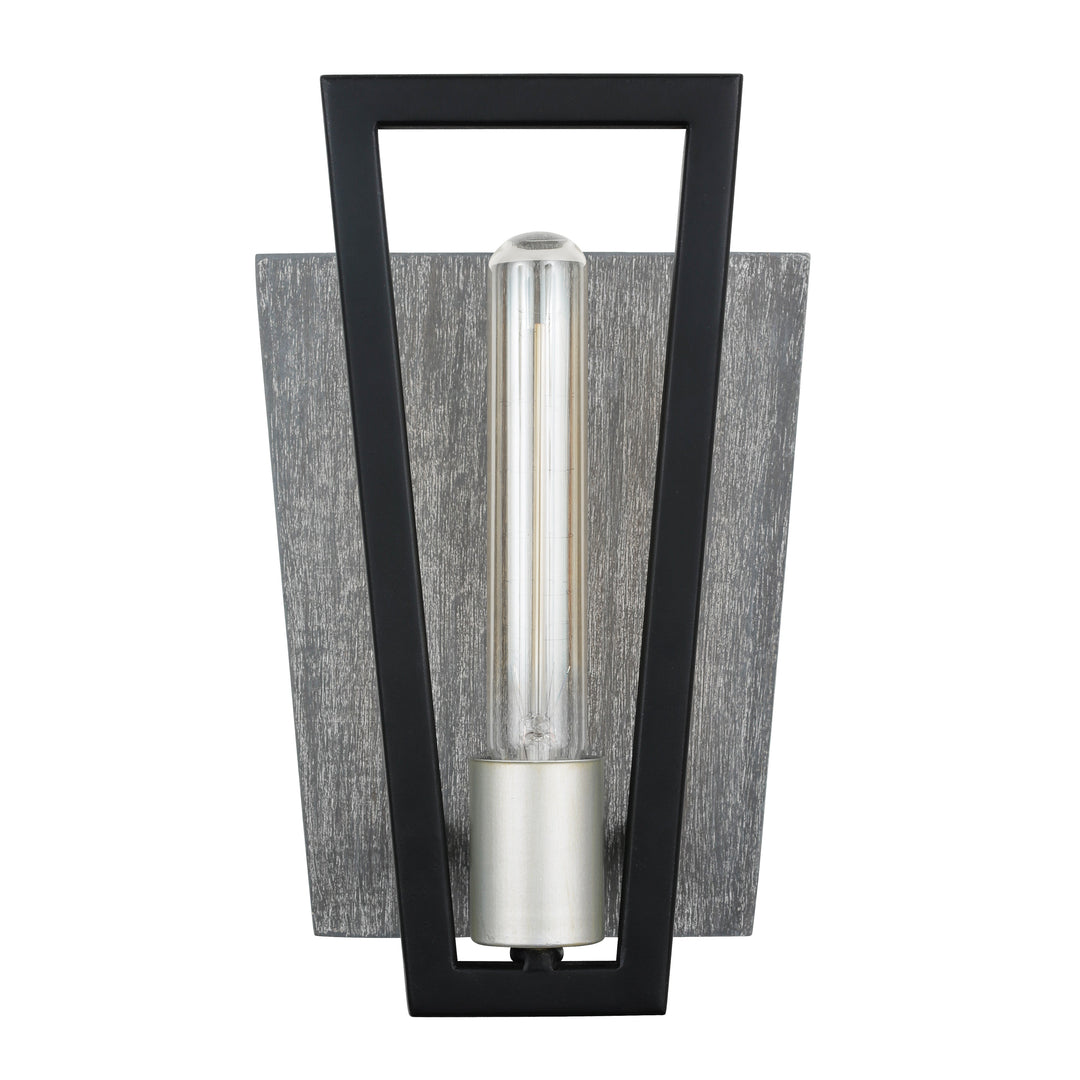 Zag 1-Lt Wall Sconce - Black/Grey Wood - 260W01BLG