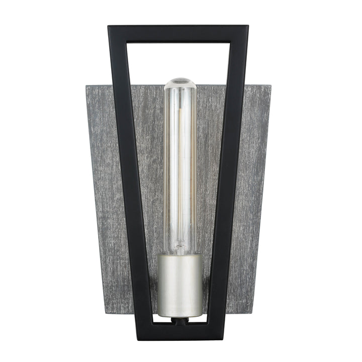 Zag 1-Lt Wall Sconce - Black/Grey Wood - 260W01BLG
