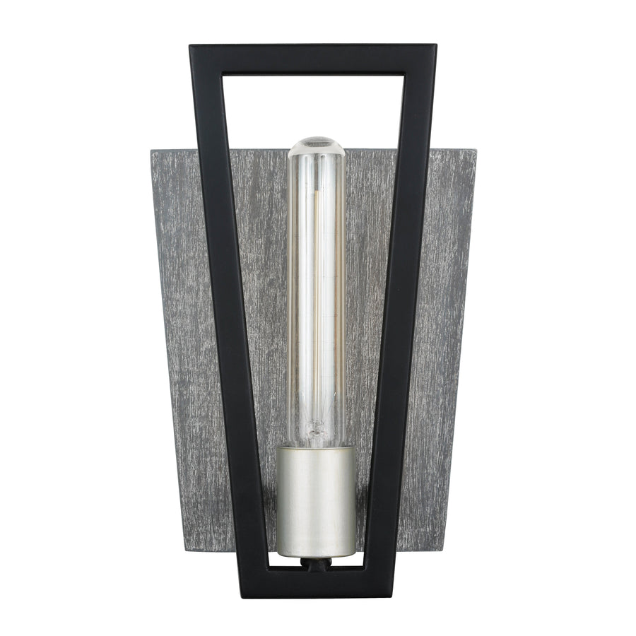 Zag 1-Lt Wall Sconce - Black/Grey Wood - 260W01BLG