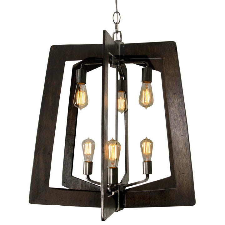 Lofty 6-Lt 2-Tier Chandelier - Steel/Zebrawood - 268F06SL
