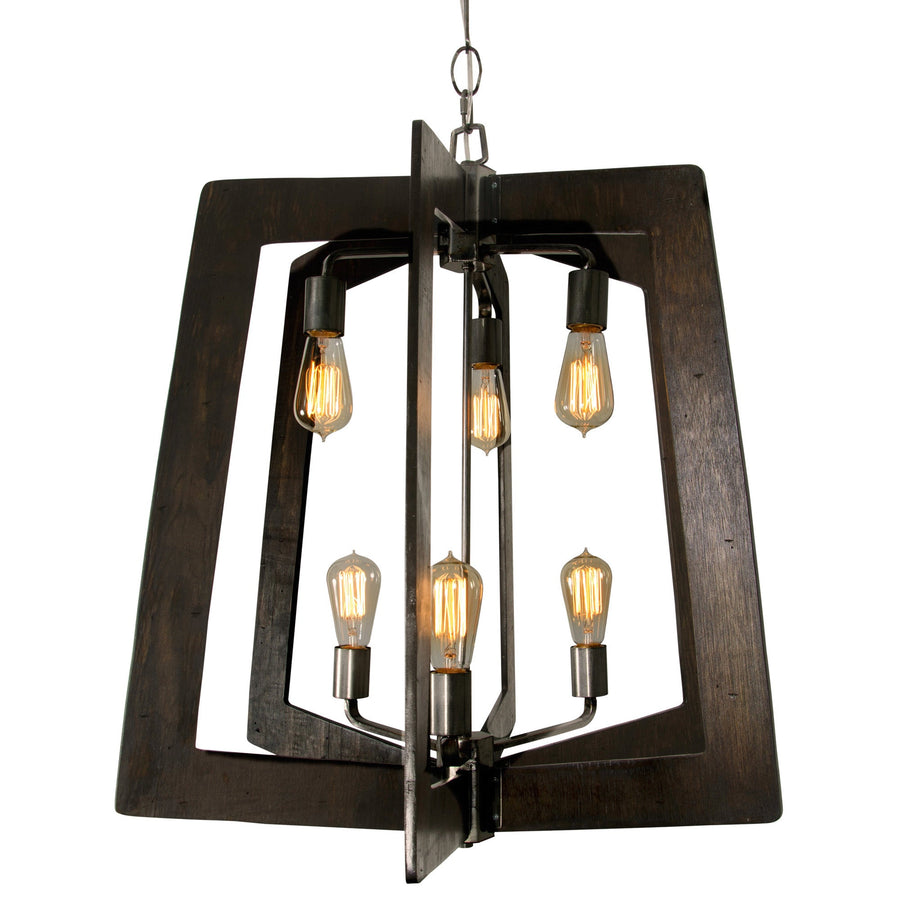 Lofty 6-Lt 2-Tier Chandelier - Steel/Zebrawood - 268F06SL