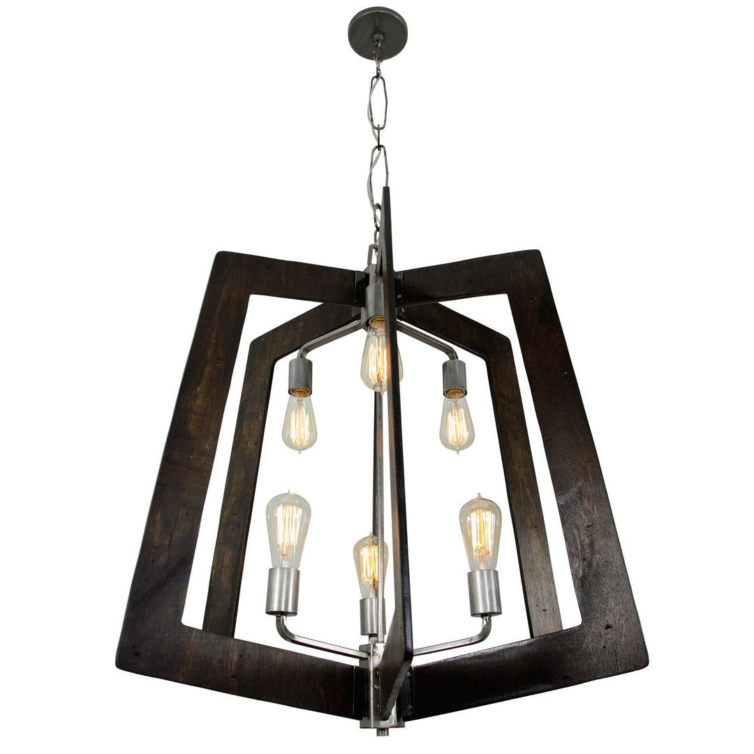 Lofty 6-Lt 2-Tier Chandelier - Steel/Zebrawood - 268F06SL