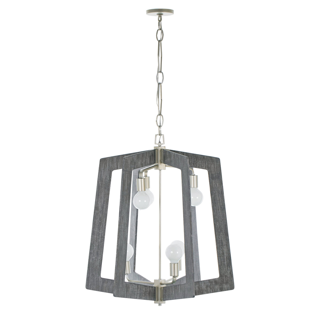 Lofty 2-Tier 6-Light Chandelier - Silverado/Gray Wood - 268F06SOG