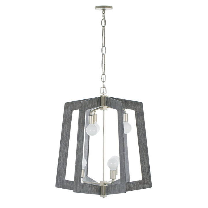 Lofty 2-Tier 6-Light Chandelier - Silverado/Gray Wood - 268F06SOG