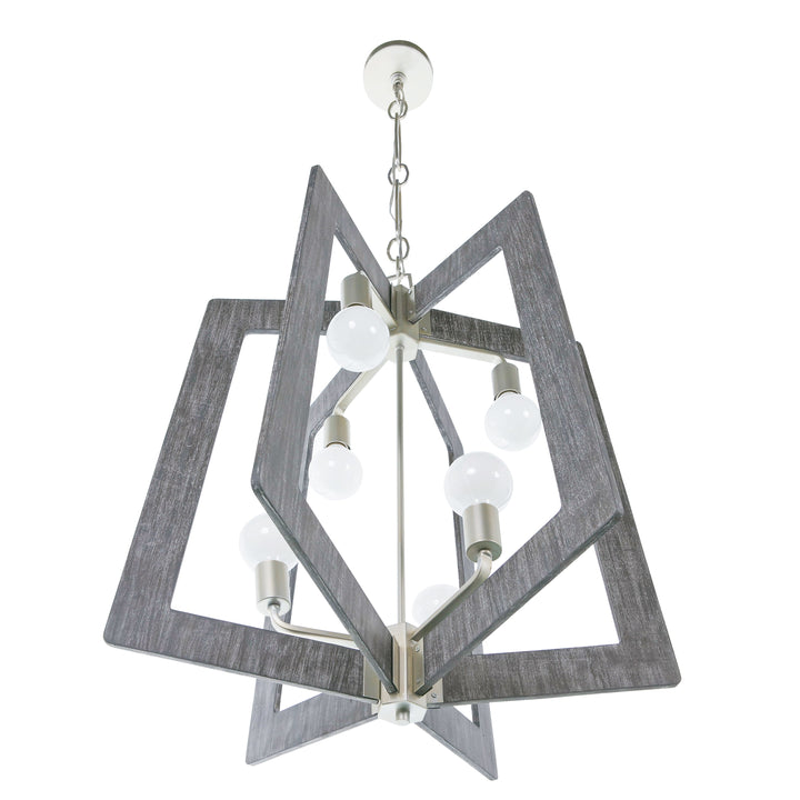 Lofty 2-Tier 6-Light Chandelier - Silverado/Gray Wood - 268F06SOG
