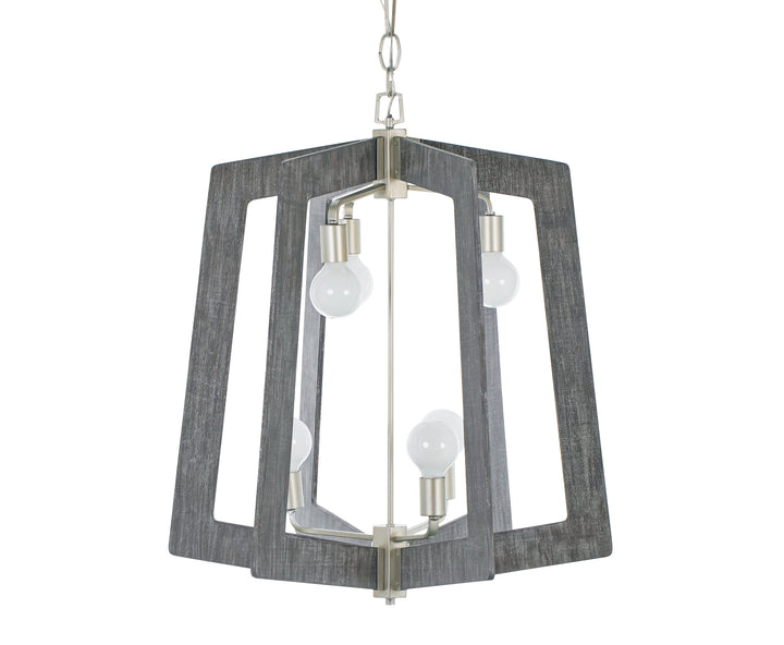 Lofty 2-Tier 6-Light Chandelier - Silverado/Gray Wood - 268F06SOG