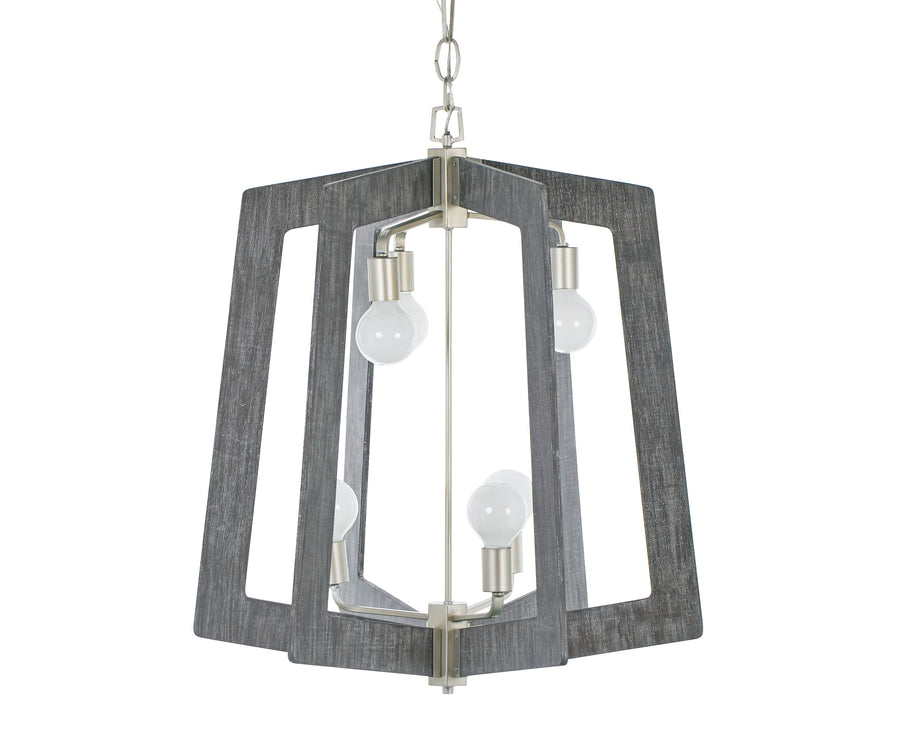 Lofty 2-Tier 6-Light Chandelier - Silverado/Gray Wood - 268F06SOG