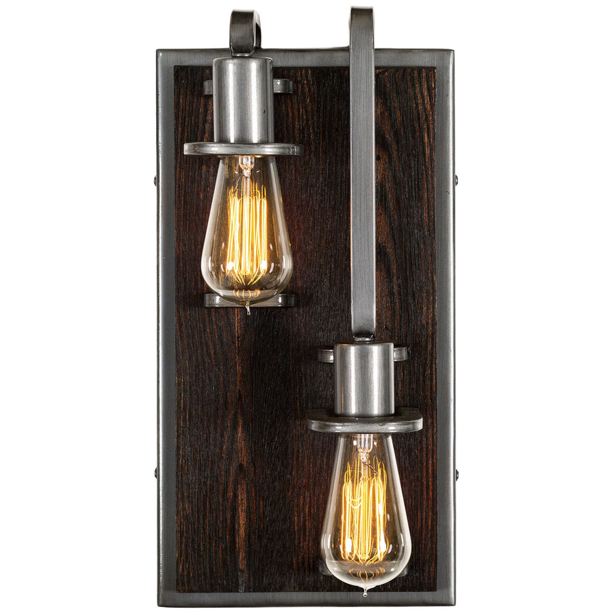 Lofty 2-Lt Right Wall Sconce - Steel/Zebrawood