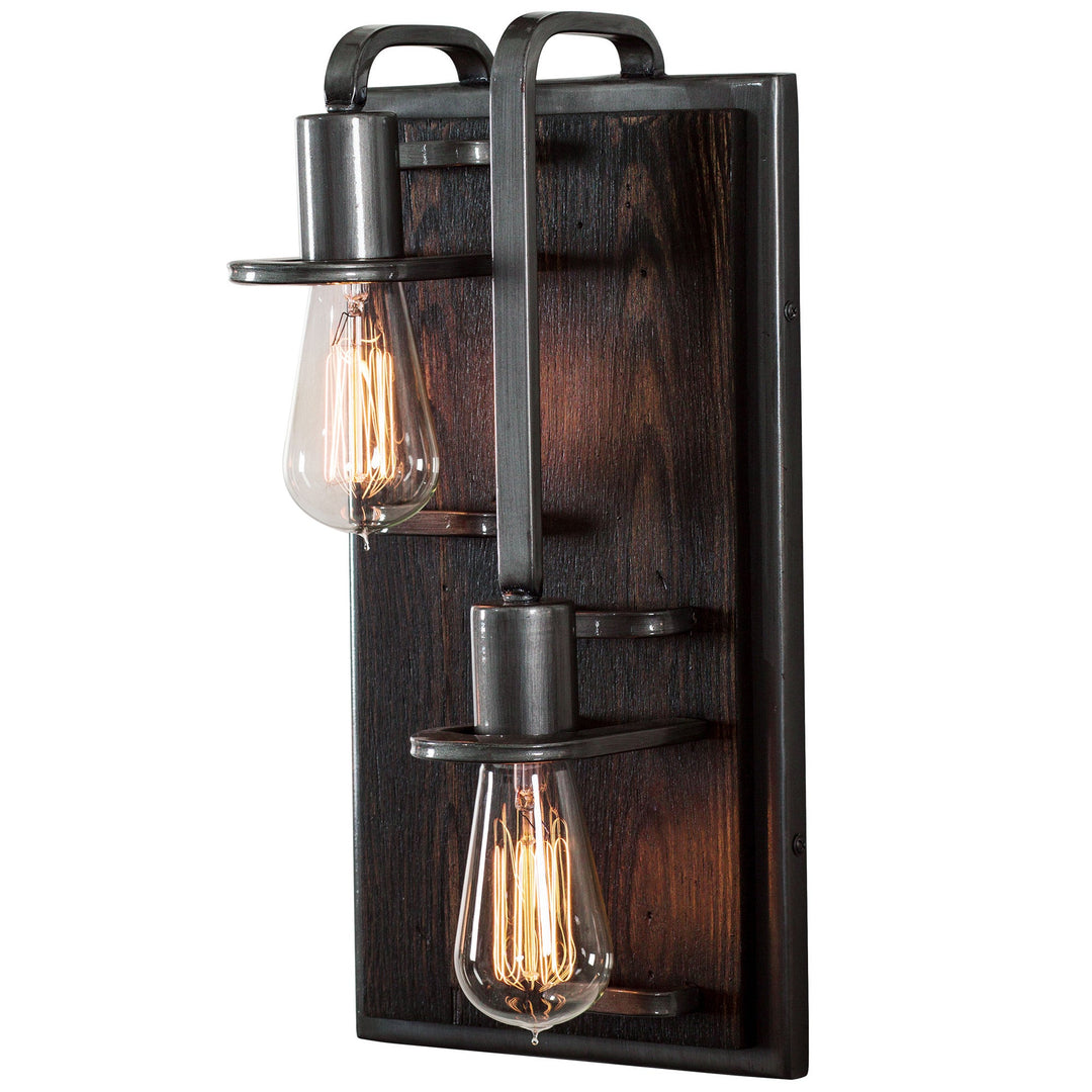 Lofty 2-Lt Right Wall Sconce - Steel/Zebrawood