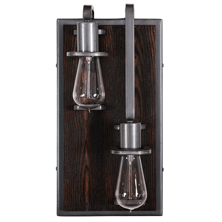 Lofty 2-Lt Right Wall Sconce - Steel/Zebrawood