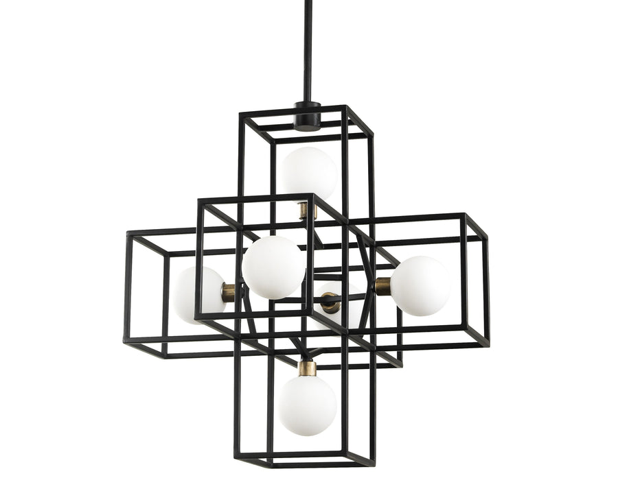 Plaza 6-Lt Pendant Light - Carbon/Havana Gold - 325P06CBHG