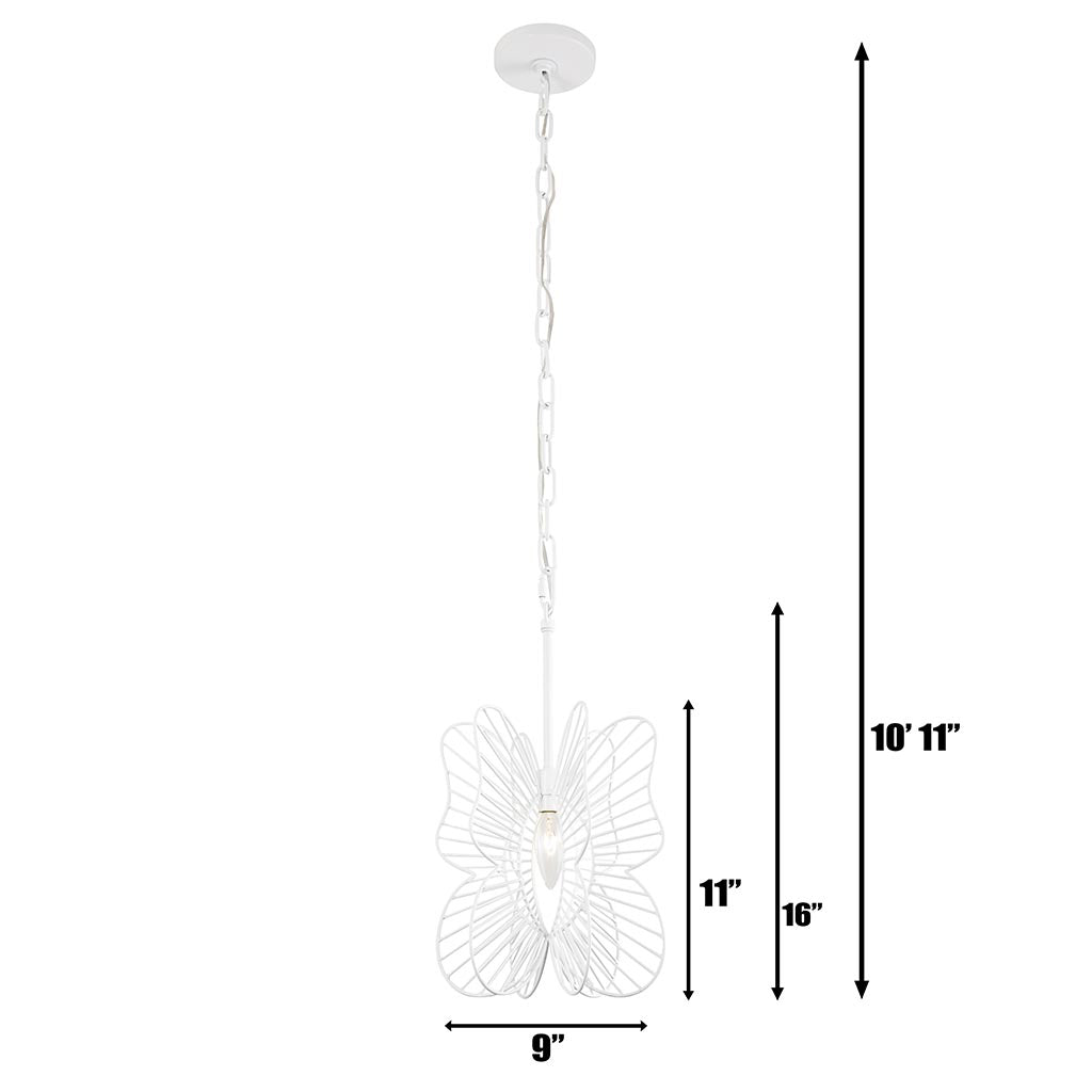 Monarch Butterfly 1-Lt Mini Pendant Light - White - 330M01WH