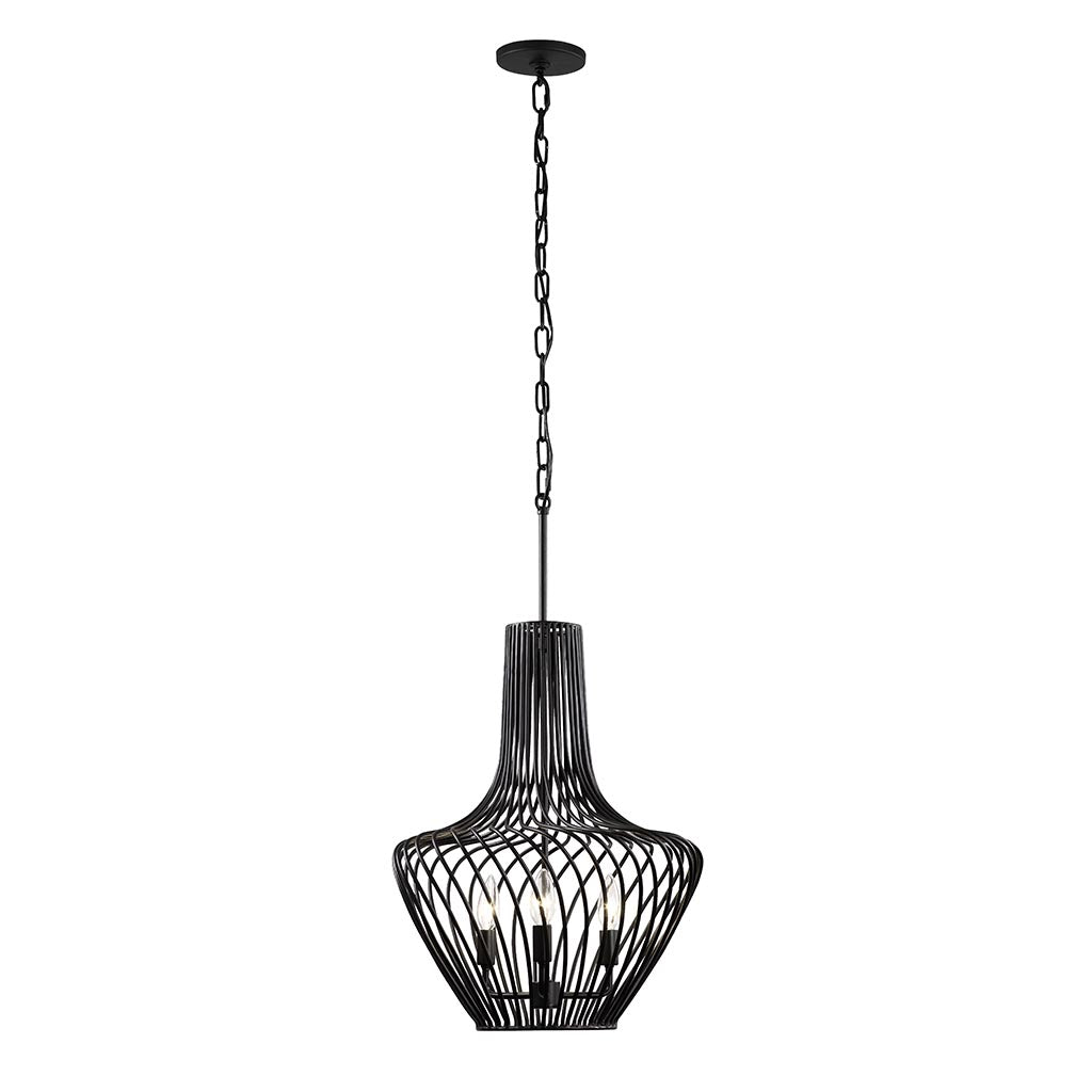 Elsa 3-Lt Genie Bottle Pendant Light - Black - 339P03ABL
