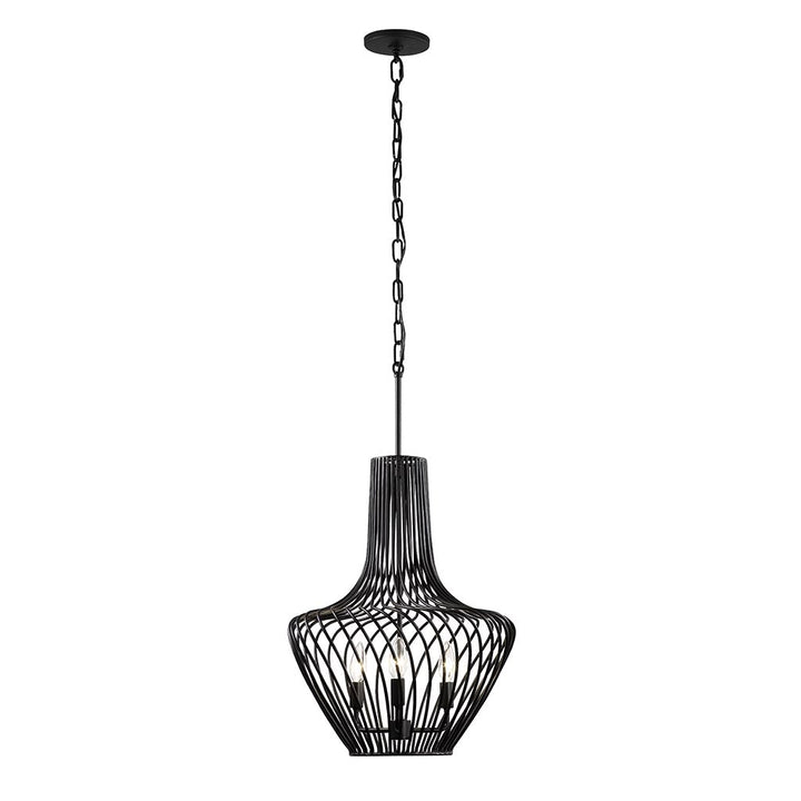 Elsa 3-Lt Genie Bottle Pendant Light - Black - 339P03ABL