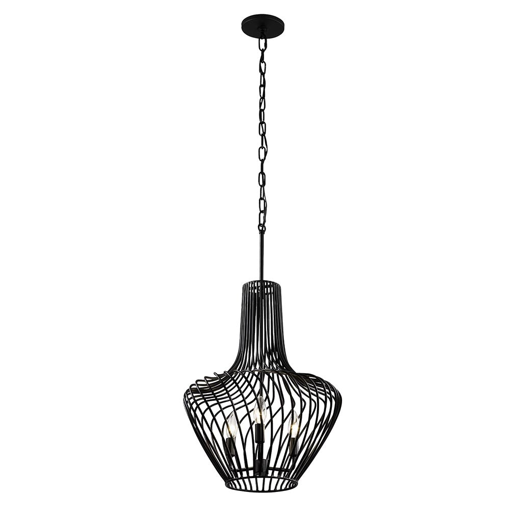 Elsa 3-Lt Genie Bottle Pendant Light - Black - 339P03ABL