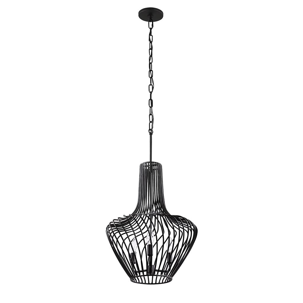 Elsa 3-Lt Genie Bottle Pendant Light - Black - 339P03ABL