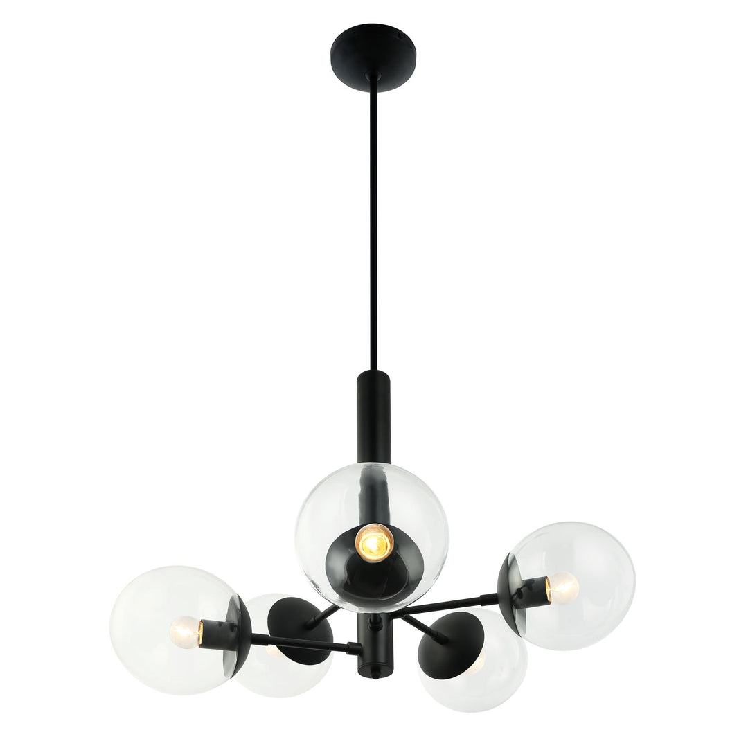 Mid-Century 373C05BL 5-Light Chandelier - Black