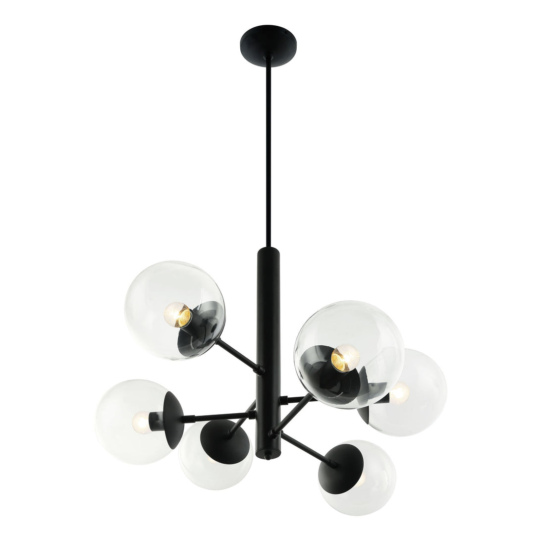 Mid-Century 373C06BL 6-Light Chandelier - Black