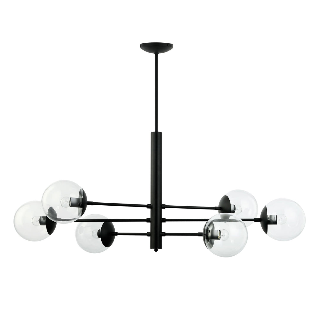 Mid-Century 373N06BL 6-Light Linear Pendant Light - Black