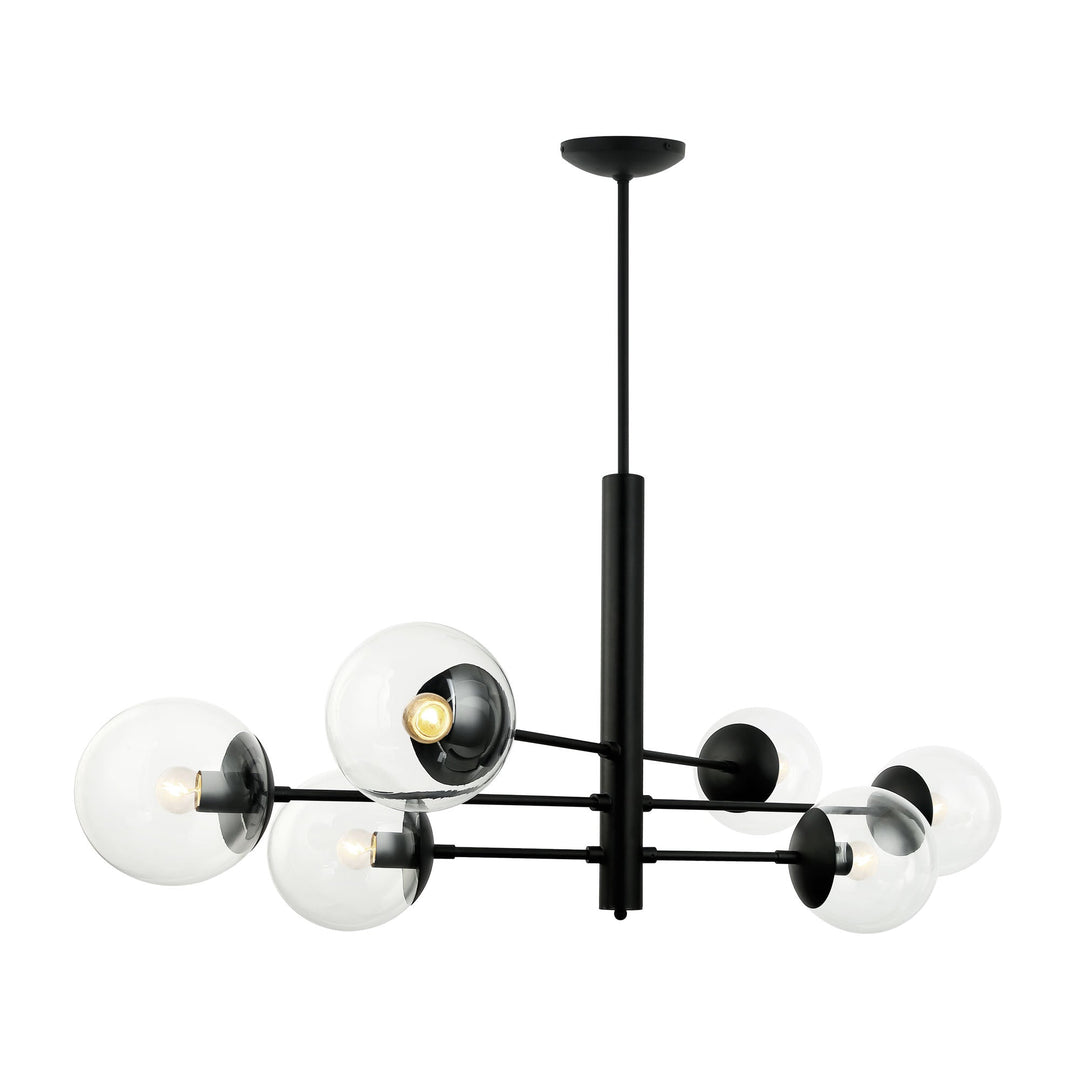 Mid-Century 373N06BL 6-Light Linear Pendant Light - Black
