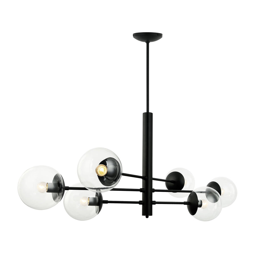 Mid-Century 373N06BL 6-Light Linear Pendant Light - Black