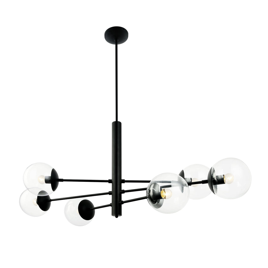 Mid-Century 373N06BL 6-Light Linear Pendant Light - Black