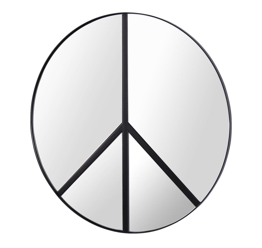 Paz 30-in Round Peace Sign Accent Mirror in Black 4DMI0117